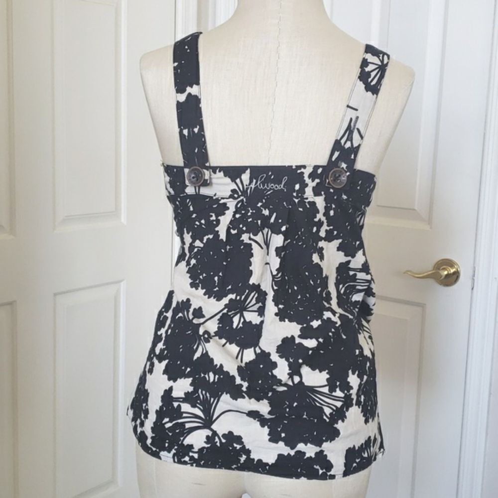 Anthropologie ELWOOD Black Off‑White Floral Cotton Camisole Top Sleeveless XS - Picture 4 of 16